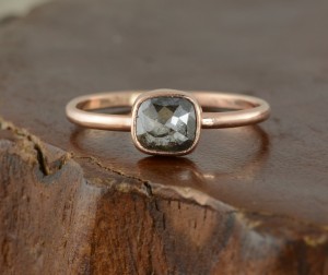 Black Diamond 14k Rose Gold Engagement Ring