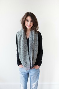 Herringbone wool infinity scarf